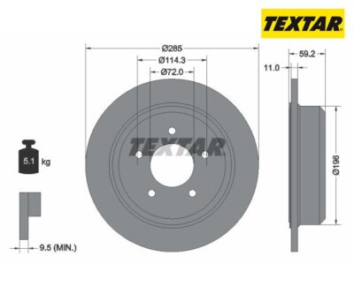 2 St. Bremsscheibe PRO TEXTAR 92169403 für Jeep Wrangler I