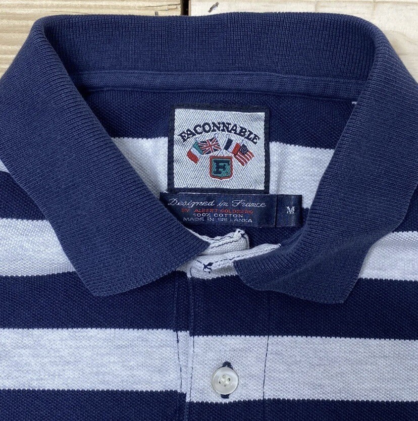 Faconnable Blue/Gray Stripe Short Sleeve Polo Shirt Men’s Medium eBay