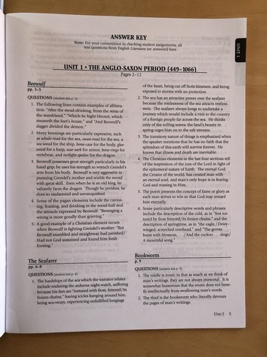 Abeka Book ENGLISH LITERATURE Textbook answer key & Quiz test key homeschooling - Picture 3 of 4
