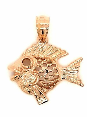 14k Gelb Weiß oder Rotgold Sea Life Diskus Fisch Anhänger