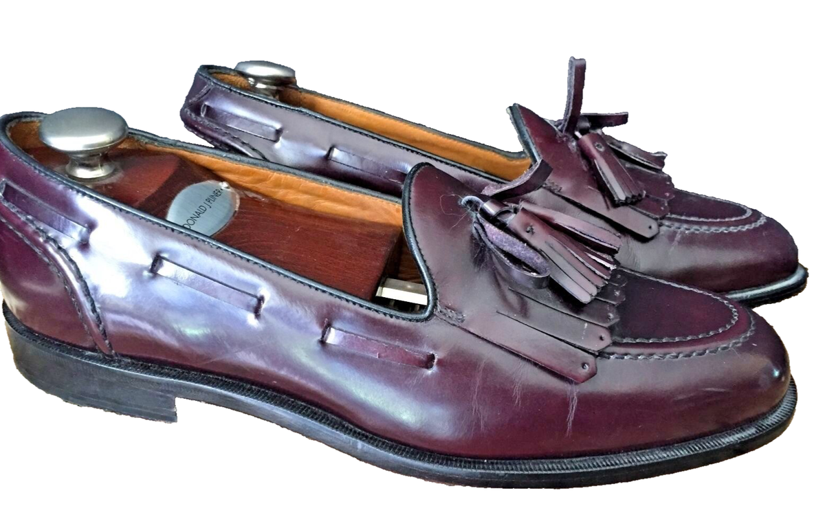 Cole Haan Men\'s Loafer Size 9 D Kiltie Tassel SlipOn Dress‎ Shoe Cordovan Vintage Cole Haan Mens Black Leather Tasseled Kiltie Slip on  main image 3