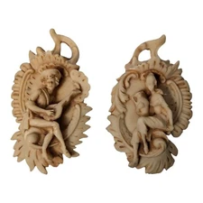 Italian Lava Stone tuff Resin Wall Plaques Musical Figures - Set Of 2 9 inch