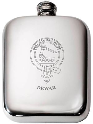 Dewar Scottish Clan Crest Name Zinn Flachmann 6oz