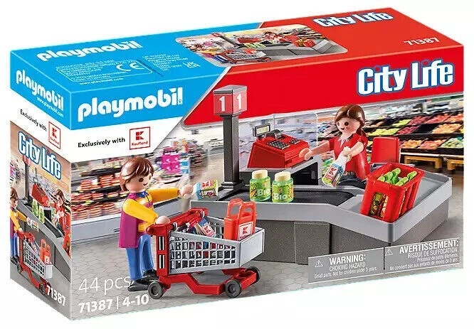 Lot Complet Playmobil Carrefour Mini-Magasins : Supermarché, Caisse Et 4 Autres