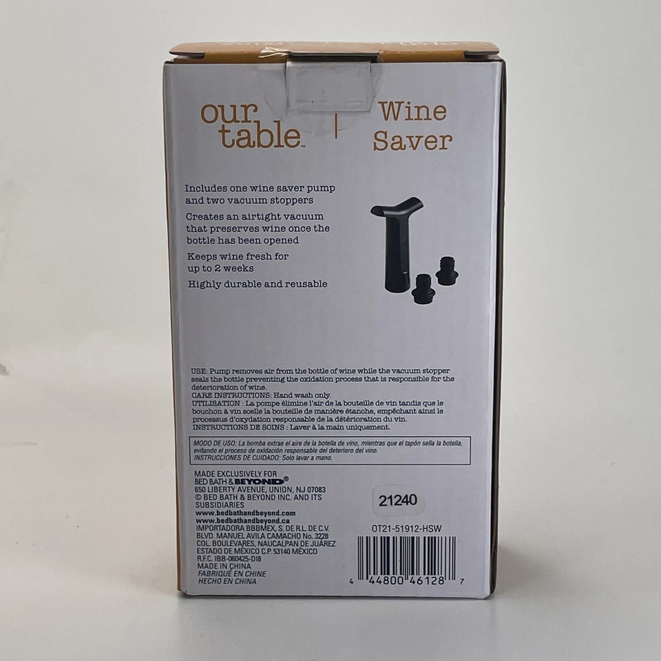 Nuestra bomba ahorradora de vino de mesa con 2 tapones negra Foto 2 de 4