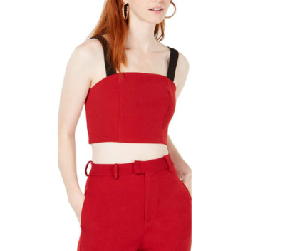 Line & Dot Womens Small Rosey Red Cropped Tank Bralette
