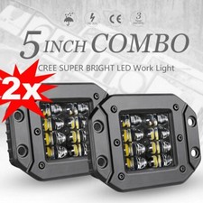 2x 160W 5" Flush Mount LED Work Light Bar Rear Bumper Reverse Pods 4-Row Driving