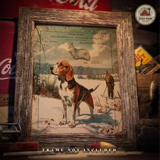 Vintage Beagle Dog Art Print Shotgun Shell Box Rabbit Hunting Artwork Decor