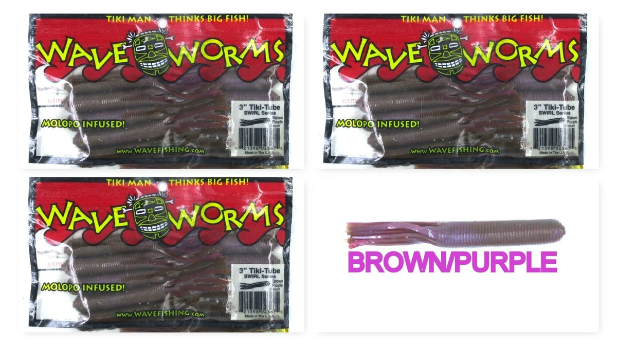 Esche Soft Plastic Wave Worms Tiki Crawdad 4.5'' - 7 Pezzi Per Confezione, 3 Colori