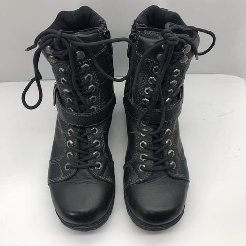 Harley Davidson Mujer Botas Talla 9.5 Moto Negro Cuero Cremallera Lateral Hebilla al Tobillo - Imagen 7 de 16