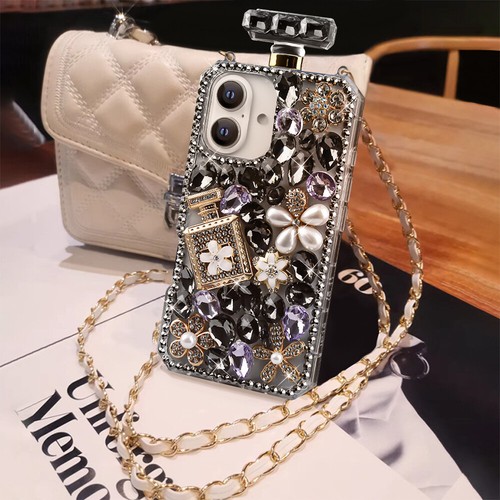 Für Apple iPhone 16 Plus - Parfüm Flakon Cover Case mit Edelstein Strass Armband - Bild 18 von 31