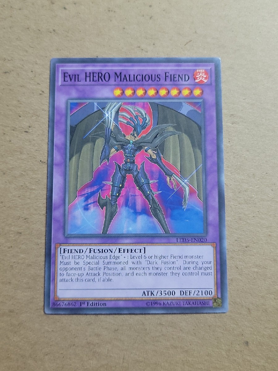 Yu-Gi-Oh! Evil Hero Malicious Fiend Card - LED5-EN020 Common 1st Edition, Legendary Duelists: Immortal Destiny - View #3