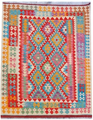 Tash Vintage Kelim traditionell handgefertigt orientalisch Wolle großer Kelim 197x151 cm