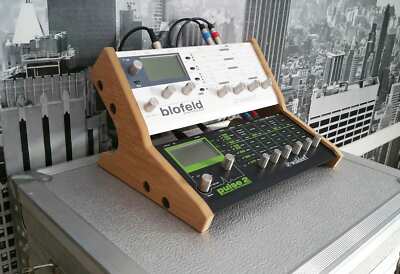 Dual Waldorf Blofeld/Pulse 2 Eiche furniert Präzisionsständer aus Synthesizern und Holz