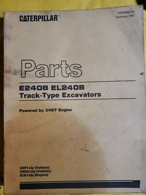 Caterpillar Cat E240B EL240B Track Type Excavator 3116T eng Parts