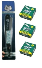 Premium Straight Edge Razor with 300 Derby Razor Blades - FAST Shipping