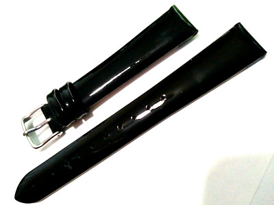 New Authentic Timex Jet Black Gloss Patent Leather 16mm Regular Watch Band Strap