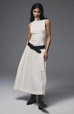 Free People Pepita Slim A-Line Mock Summer.  Midi Dress, Ivory, szSmall, RRP $98