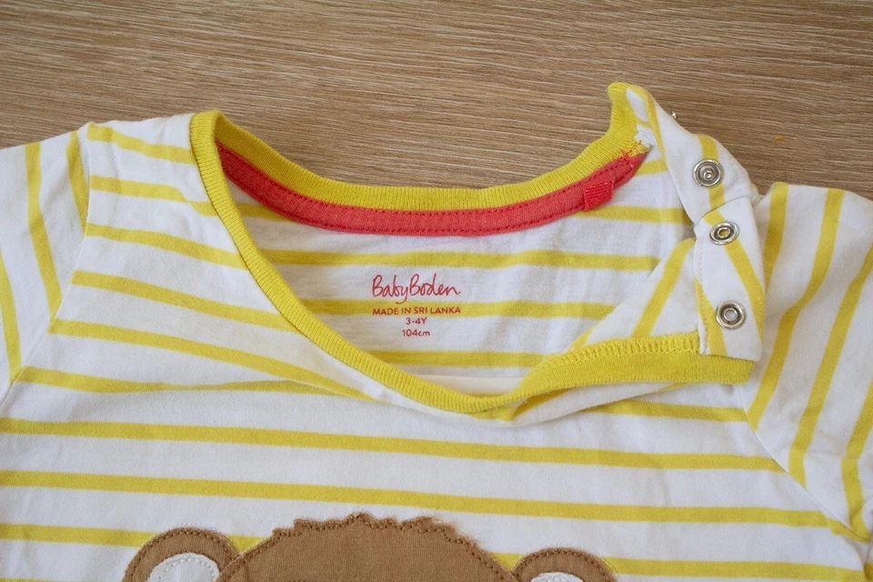 Мини Boden желтые полоски вышитый нахальный обезьяна банан лифт-клапан 3-4 года - Изображение 3 из 4