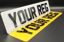 4D Reg Number plates, Pair Of Road Legal 4D 3D Laser Cut Raised Gloss Black