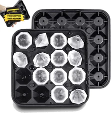 Tiny Diamond Ice Molds Fun Shapes 2 Pack, Small Diamond-Shaped Silicone Ice Cube