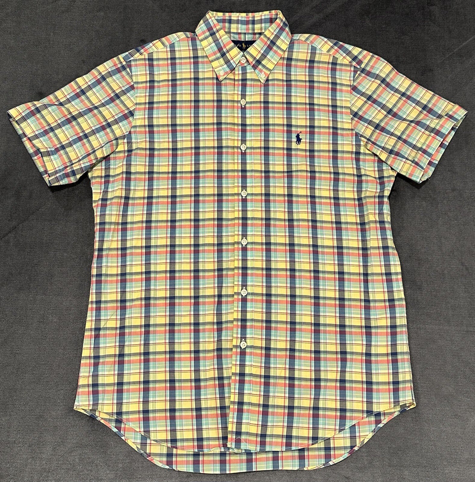 Polo Ralph Lauren Shirt Mens Size M Multicolor Short Sleeve Button Pony Logo