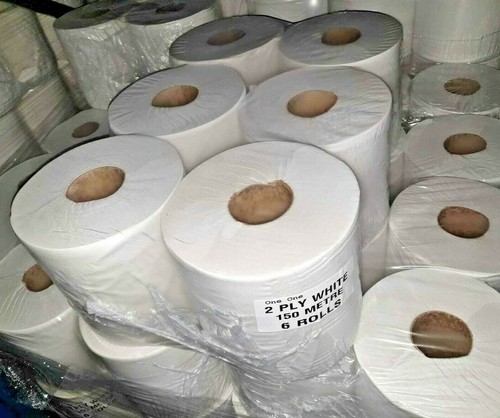 24 x White Centrefeed 150M Strong 2 Ply Tissue Roll Cleaning Paper - Picture 7 of 7