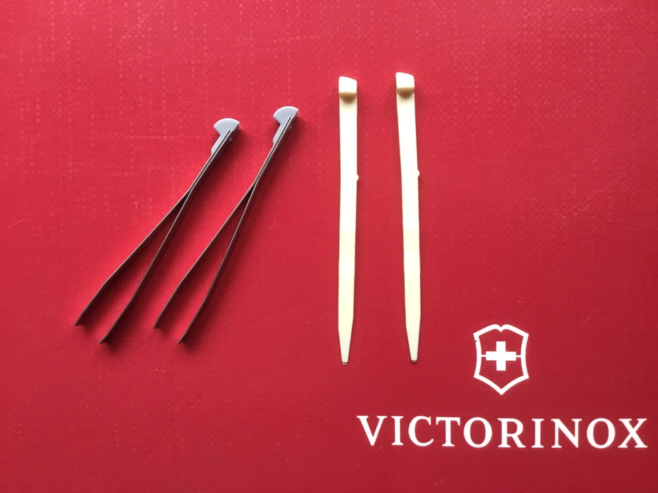 2 Paar Zahnstocher Pinzette Victorinox Taschenmesser gross 91mm + 111mm