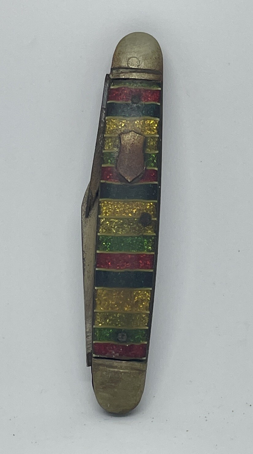 RARE! vintage UTICA KNIFE AND RAZOR CO. pocket knife stripe sparkle To Restore ￼