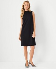 NWT 149 Ann Taylor The Mock Neck Shift Dress in Double Knit black sz 4P
