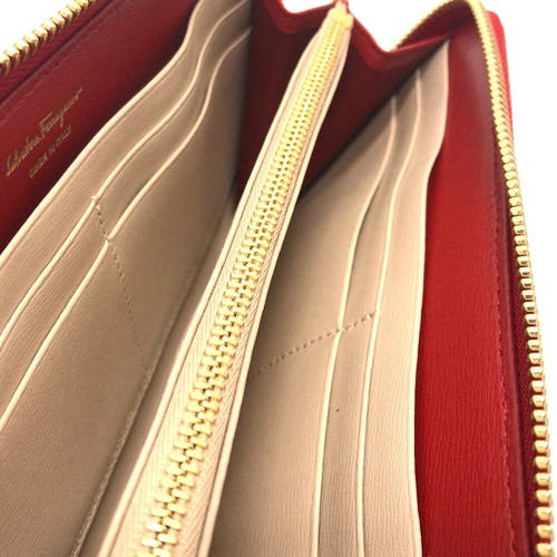 Salvatore Ferragamo Gancini Zip Around Long Wallet Leather Red - Bild 11 von 15