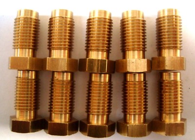 5) 3/16 Heavy Wall Brass Line Union 3/8-24 Thread