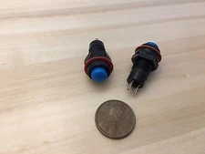 2 Pieces Blue latching 10mm hole Self-locking Push Button Switch ON/OFF C31