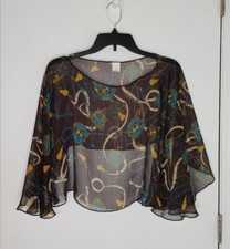 Sheer Shawl Capelet One Size Dark Brown Polyester By Ganz