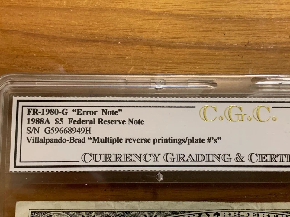 $5 Error Note 2 Different Back Check Numbers Circulated Condition SKU# 32912 - Image 2 of 4