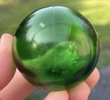 Vintage 2" Green Float Ball Glass Nautical Maritime Fishing Net Decor Beach