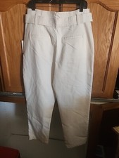 A New Day Womens Stretch Wide Leg Belted Pants Size 8 Cream