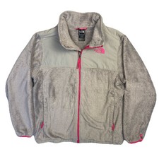 The North Face Fleece Denali Jacket Gray Pink Girls XL 18 Zip Jacket Soft