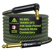 Cable de guitarra 10 pies, 18 AWG 99,99 % OFC, conector Neutrik REAN chapado en oro