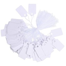 1000 White Price Tags with String 1.3x2.3cm Writable Labels for Jewelry Cloth...