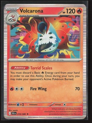 Volcarona Rare SV: Black Bolt 016/086 NM Pokemon Card