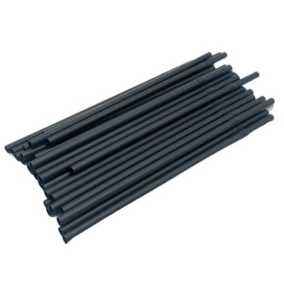 Ab 250x Mehrweg Flexible Trinkhalme mit Knick schwarz 240x8mm Wiederverwendbar