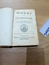 Works of Shakespear 1728 1st corrected ed full leather cover. Very rare Vol II