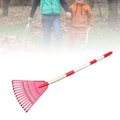 Leaf Rake Gardening Tool Quick Clean up with Wood Handle 14 Tines Ergonomic