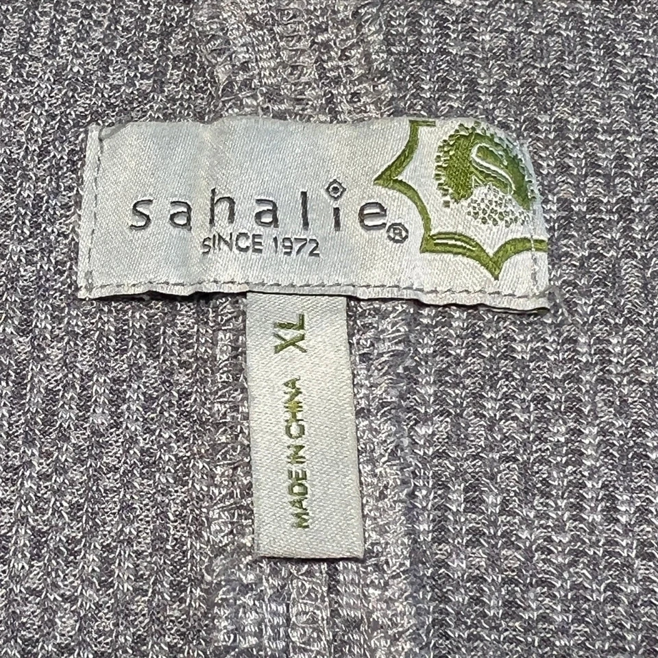 Sahalie Mujer XL Gris Cuello en V Cordón Cintura Pañuelo Dobladillo Vestido Boho Cómodo Foto 3 de 4