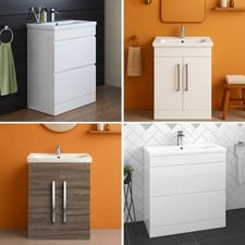 iBathUK Bathroom Vanity Unit with Sink Basin and Storage Furniture Cabinet