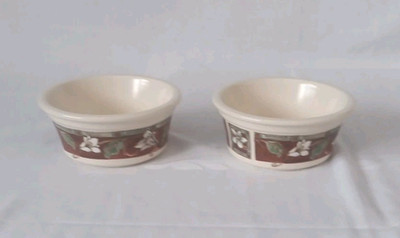 2 Pfaltzgraff Mission Flower Bowls Cat Dog Food Water Bowls Small 5.5 X 2.5''