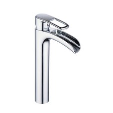 Chrome Bathroom Vessel Sink Faucet Waterfall Single Handle Tall Deck Mount