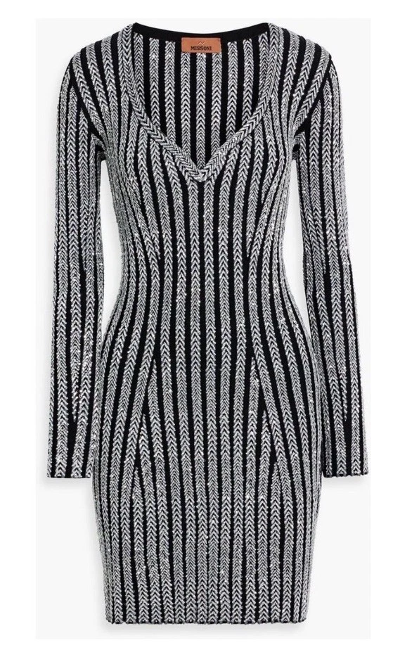 Mini vestido MissoniSequin enfeitado com nervuras e malha - Imagem 2 de 4