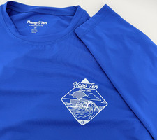 Camisa de natación Hang Ten para hombre talla M azul real manga larga UPF 50+ playa surf relax
